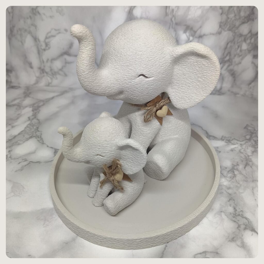 3D Minimalist Elephant Figurine & Family Set