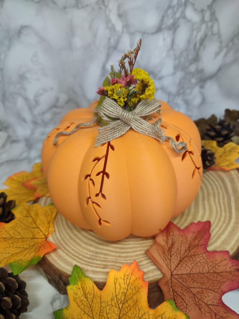 3D Printed Pumpkin House – Autumn Fairy Garden Decor, Table Centerpiece (LED Tealight Compatible)